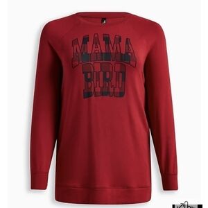 Torrid Fleece Long Sleeve Red sweatshirt Lounge Shirt, Mama Bird Graphic Size 3x